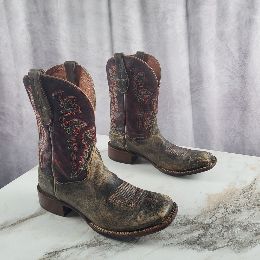 Dan Post Size 11 EW Wide Square Toe Roper Western Cowboy Boots Rustic Black